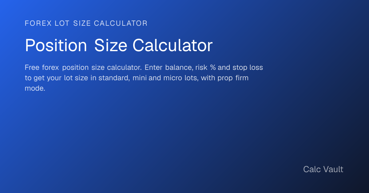 Position Size Calculator | Free Forex Lot Size Tool | Calc Vault
